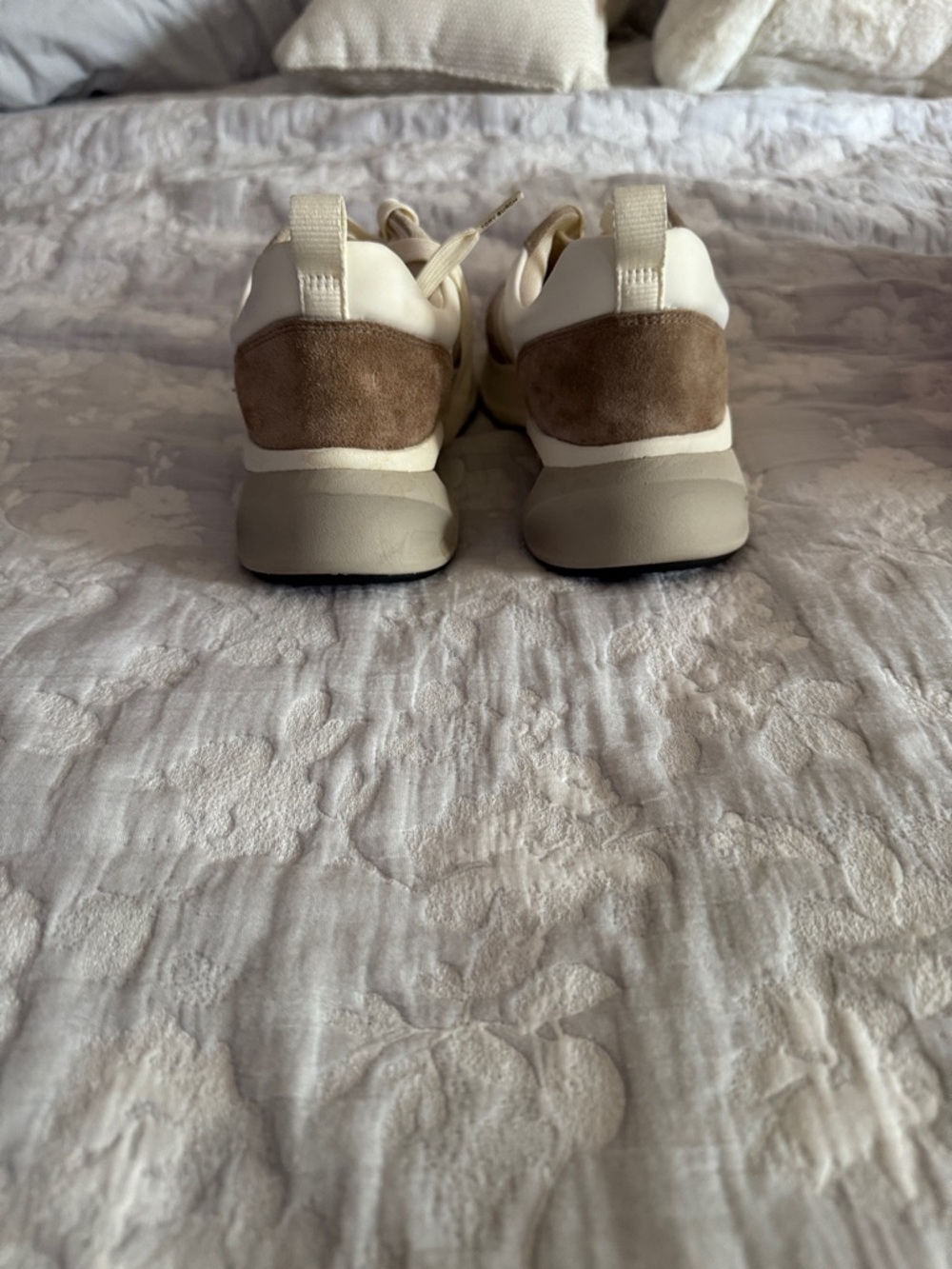 Tory Burch White and Taupe Suede-Accent Sneakers - Picture 5 of 5